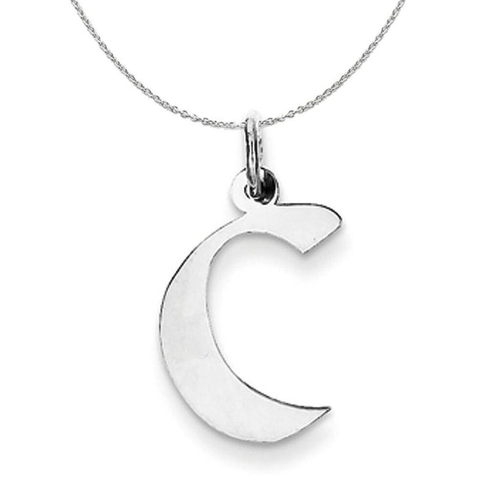 Silver Karlie Collection Block Initial Charm Letter C Necklace - 24 In
